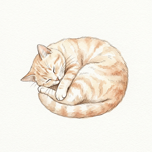 Curled up sleeping cat
